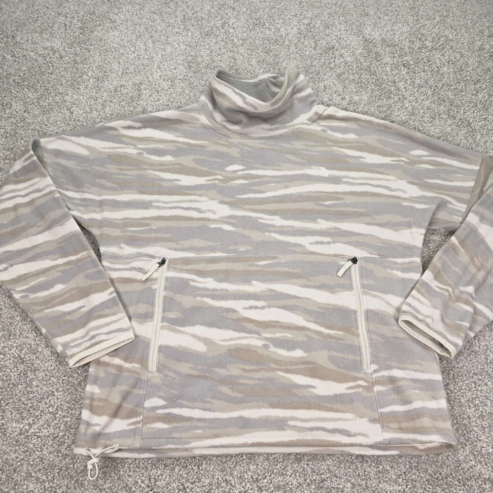 The North Face TKA Glacier Fleece Pullover Camo Funnel Neck Womens Medium